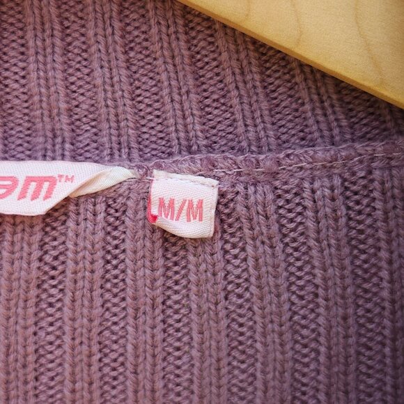 LOVELY DREAM KNIT Front Full Zip Turtleneck Cardigan Women's Size M Purple - Picture 3 of 6